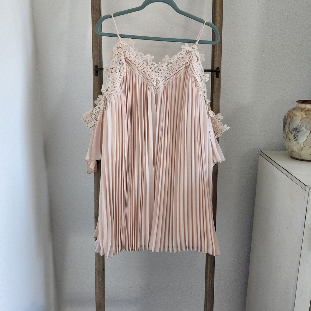 Light Pink Pleated Mini Dress